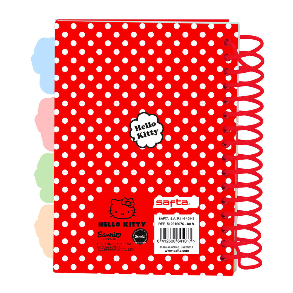 Cuaderno A6 rojo de Hello Kitty con tapas duras y separadores - 2