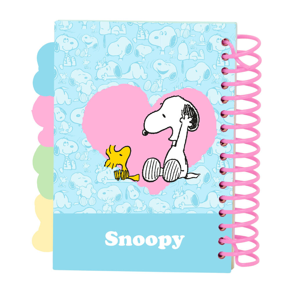 Cuaderno A6 Snoopy azul y rosa con tapas duras y separadores - 2