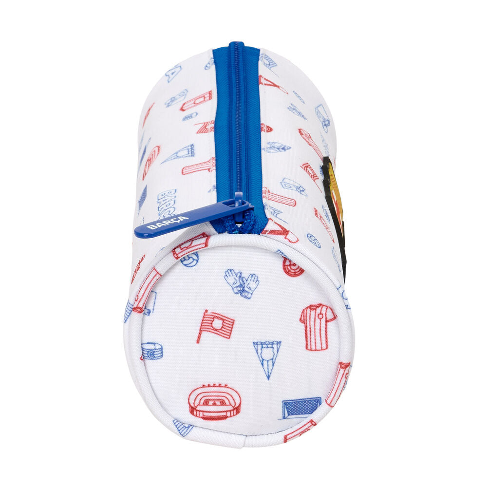 Portatodo Baby F.C. Barcelona blanco con escudo y motivos de fútbol - 3