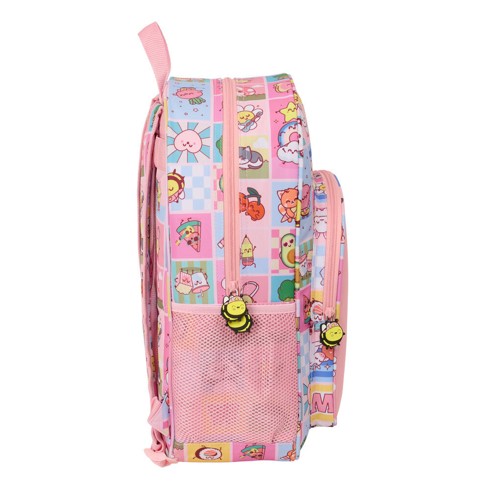 Mochila rosa Comic Mr. Wonderful con estampado multicolor y bolsillo frontal - 3