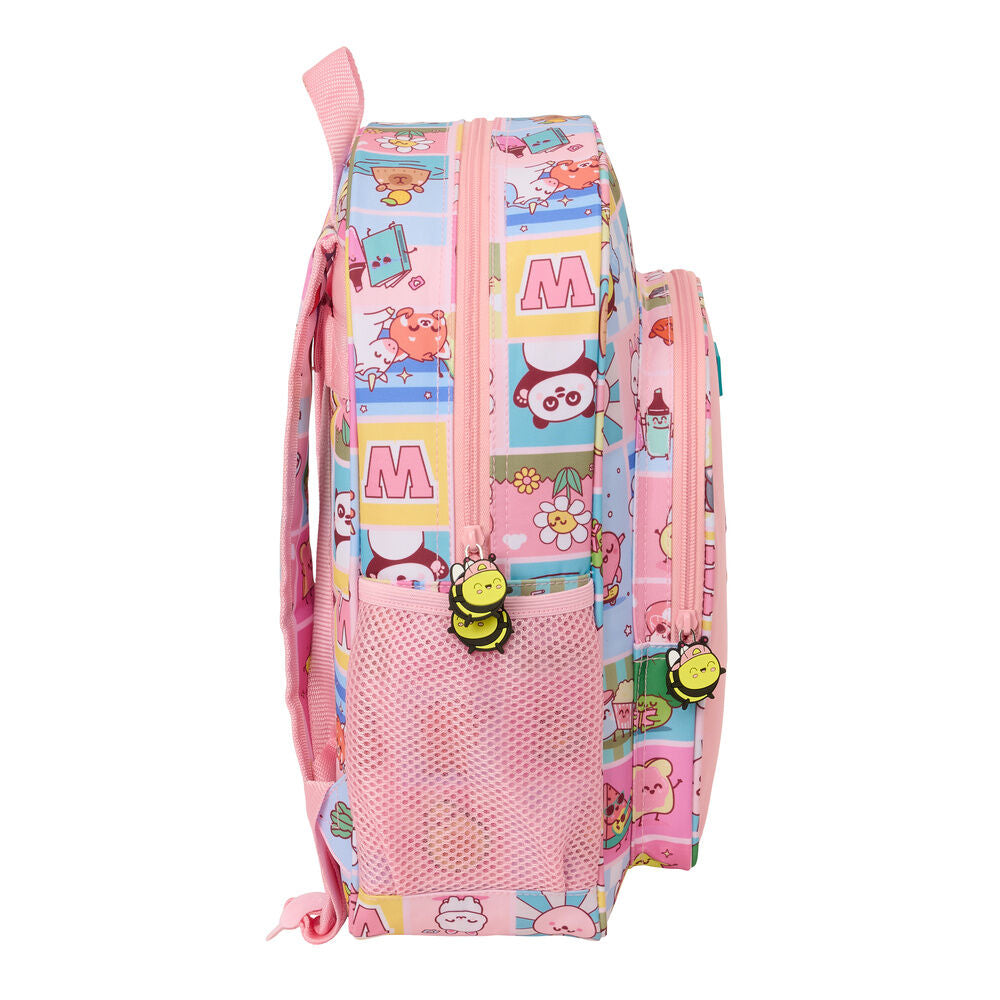 Mochila rosa Comic Mr. Wonderful con arcoíris y bolsillo frontal - 3