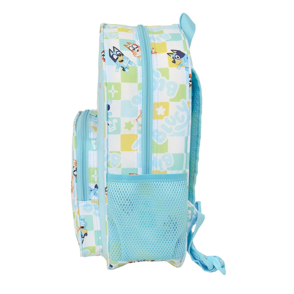 Mochila Bluey Ready SAFTA azul con personajes y bolsillos - 3