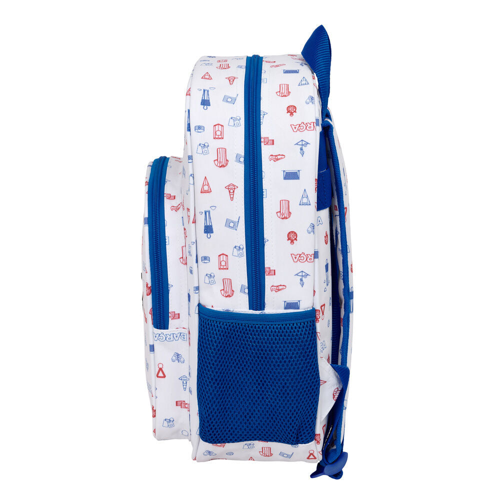 Mochila Baby F.C. Barcelona blanca con escudo y estampado futbolístico - 3