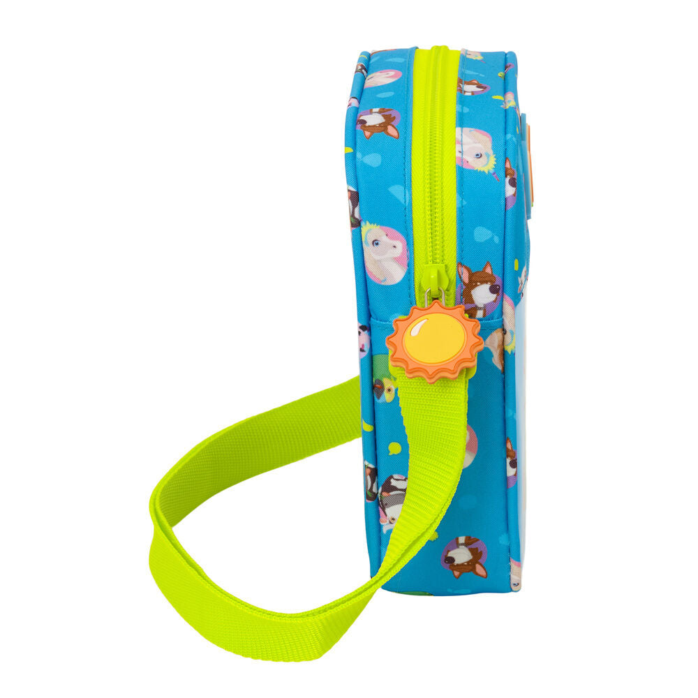 Bandolera azul de La Granja de Zenón con correa verde ajustable - 3
