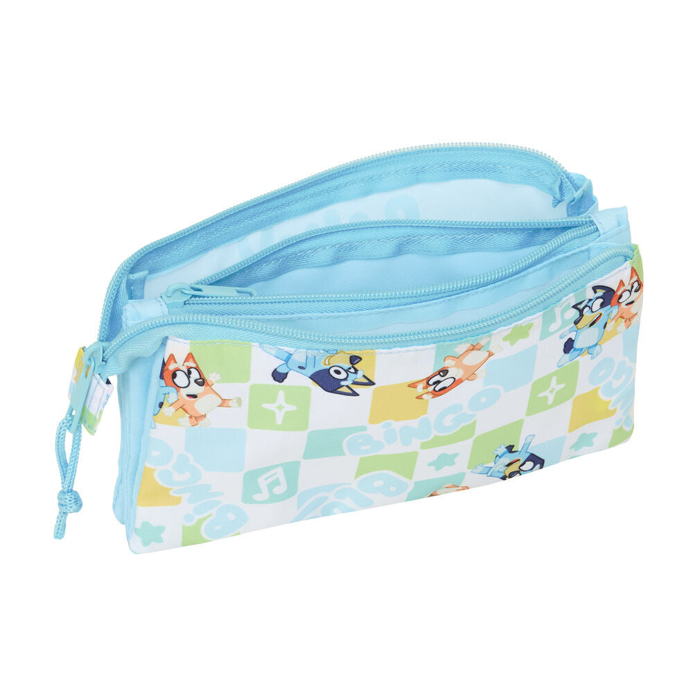 Portatodo triple Bluey azul claro con tres compartimentos - 3
