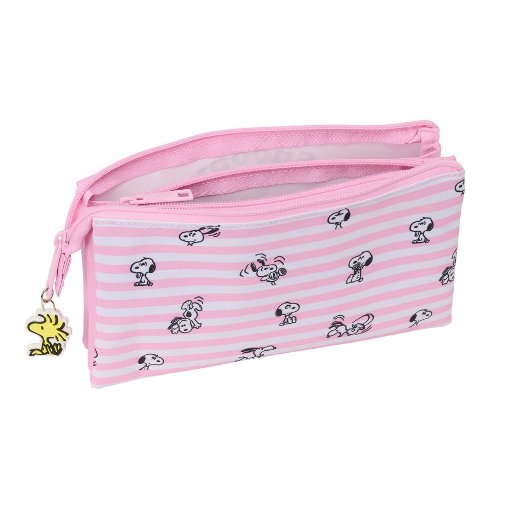 Portatodo triple rosa de Snoopy con tres compartimentos - 3