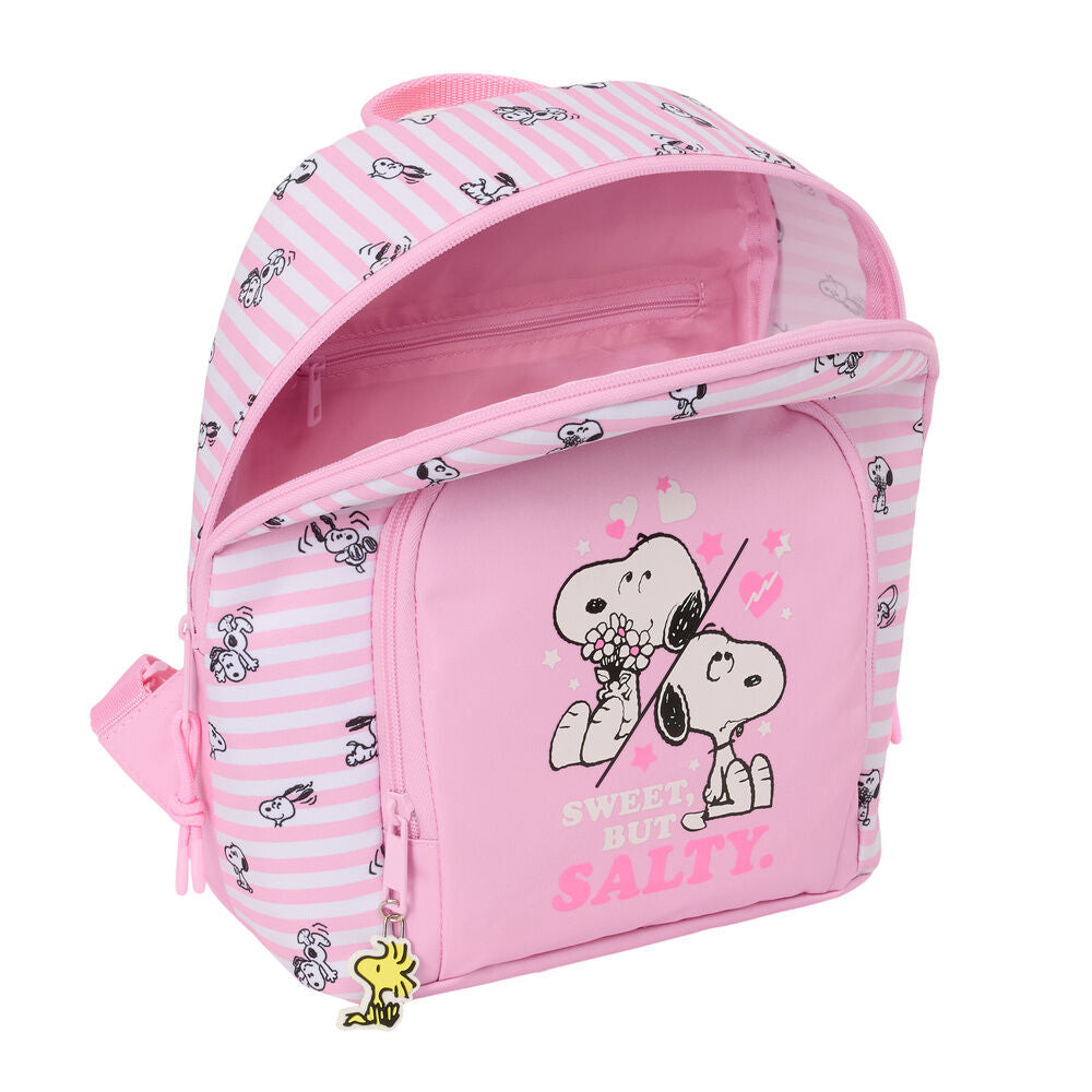 Mochila rosa SAFTA de Snoopy con rayas y bolsillo frontal - 4