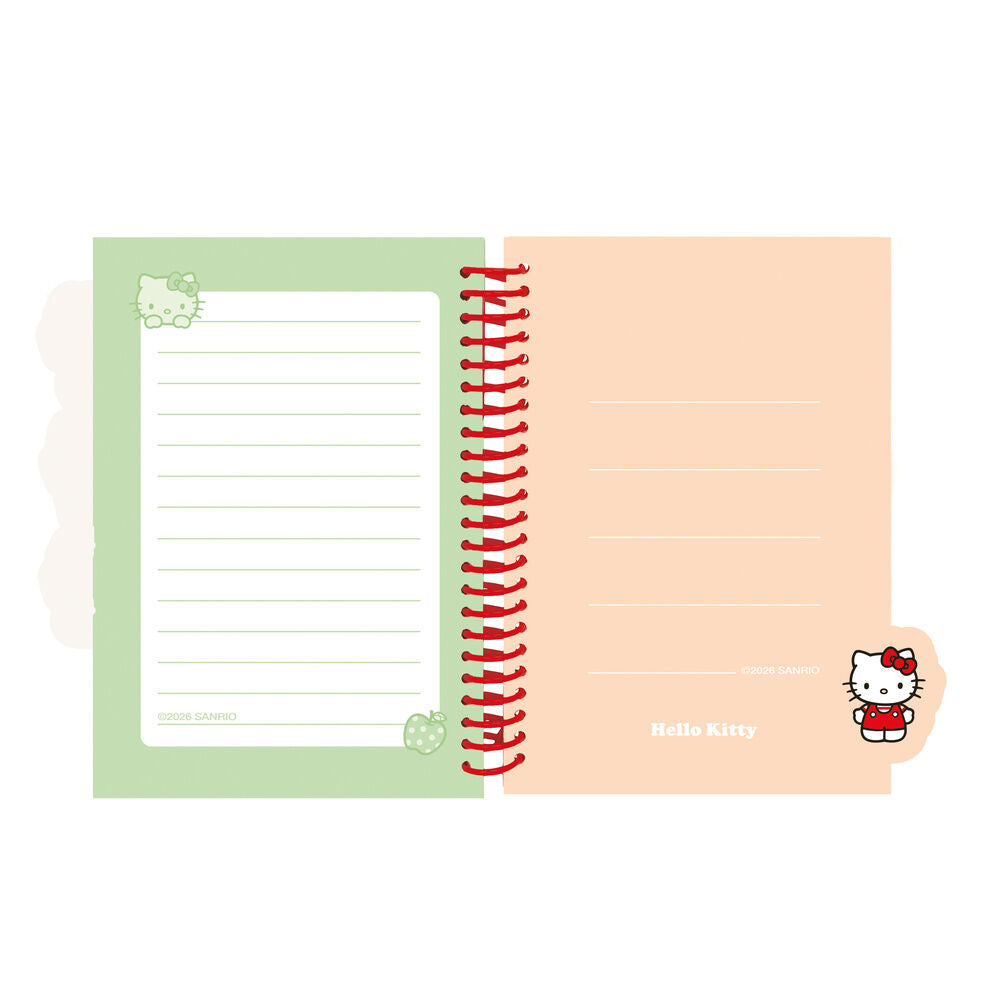 Cuaderno A5 rojo de Hello Kitty con tapas duras y encuadernación de espiral - 4