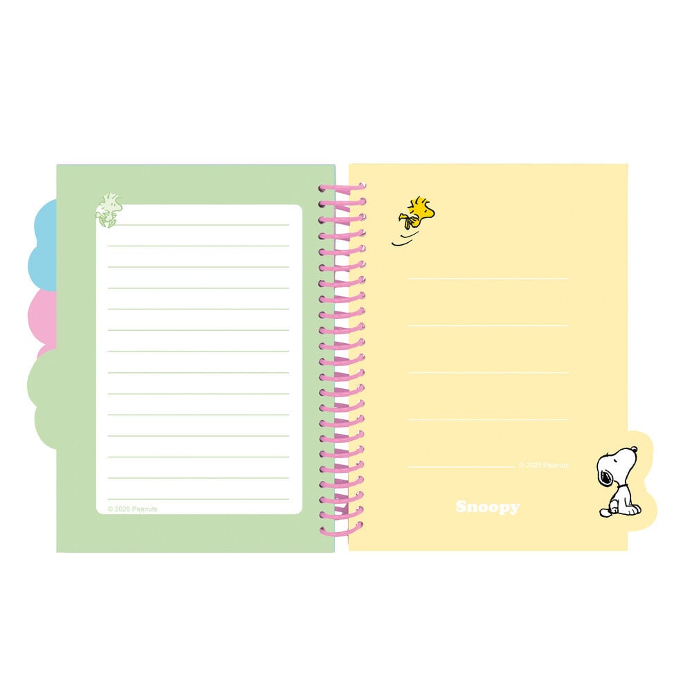 Cuaderno A5 azul de Snoopy con espiral rosa y separadores - 4
