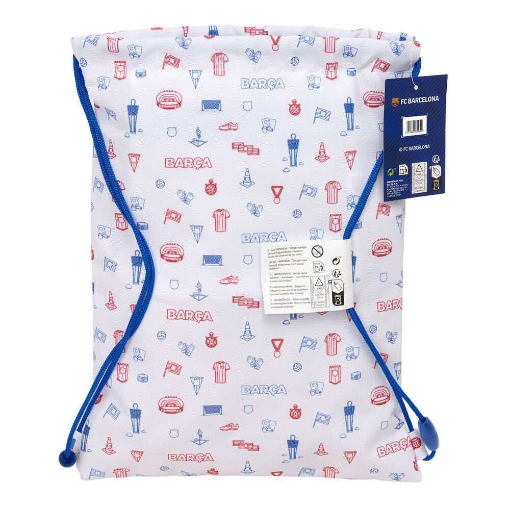 Saco Baby F.C. Barcelona blanco con escudo y cordones azules - 5