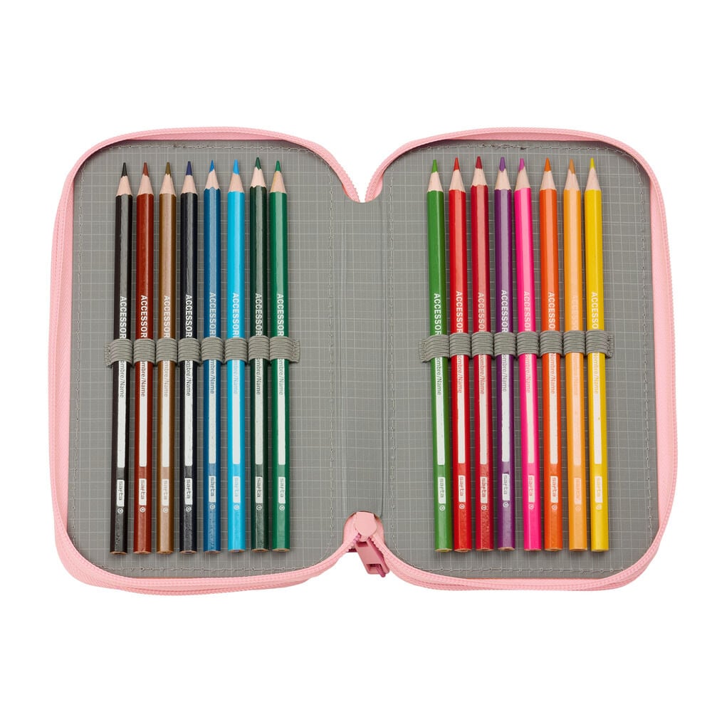 Plumier triple rosa Capibara SAFTA con tres compartimentos - 5