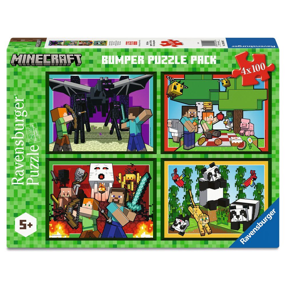 Pack de 4 puzzles Minecraft Ravensburger de 100 piezas