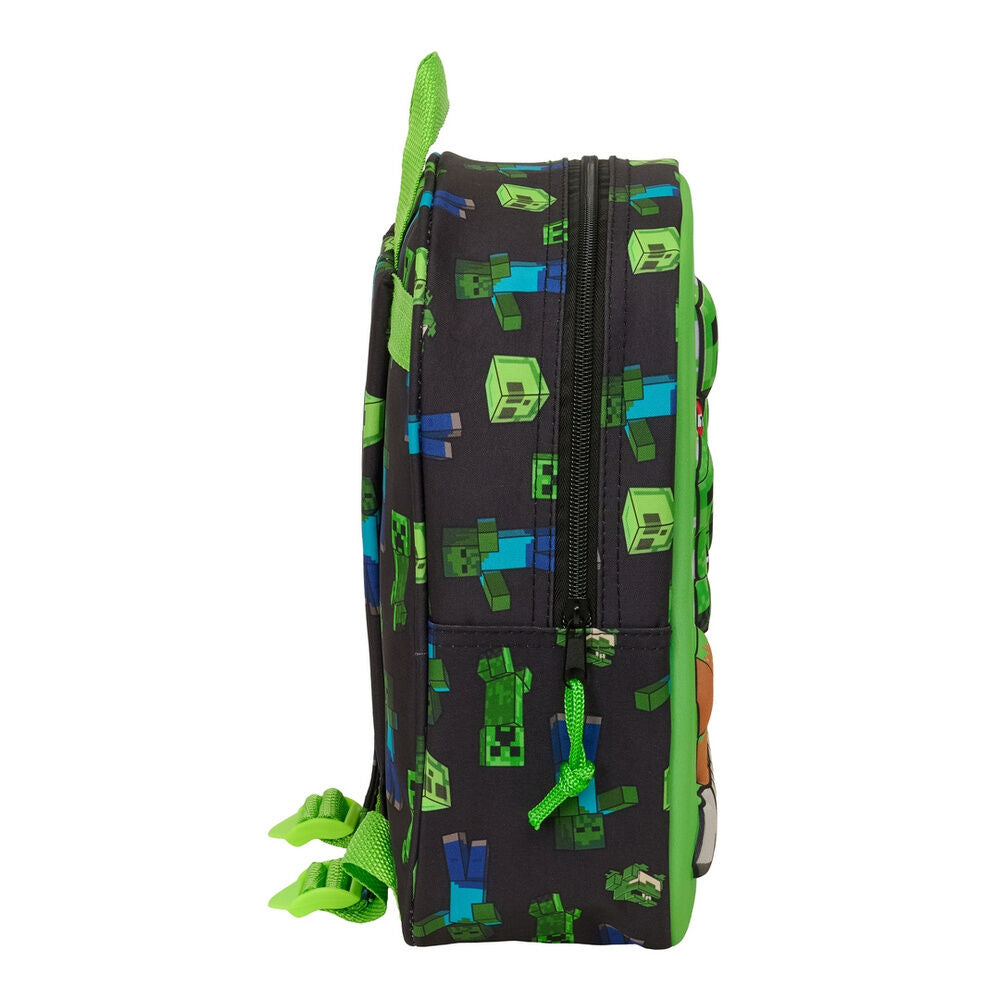 Mochila 3D Minecraft verde con diseño de Creeper - 3
