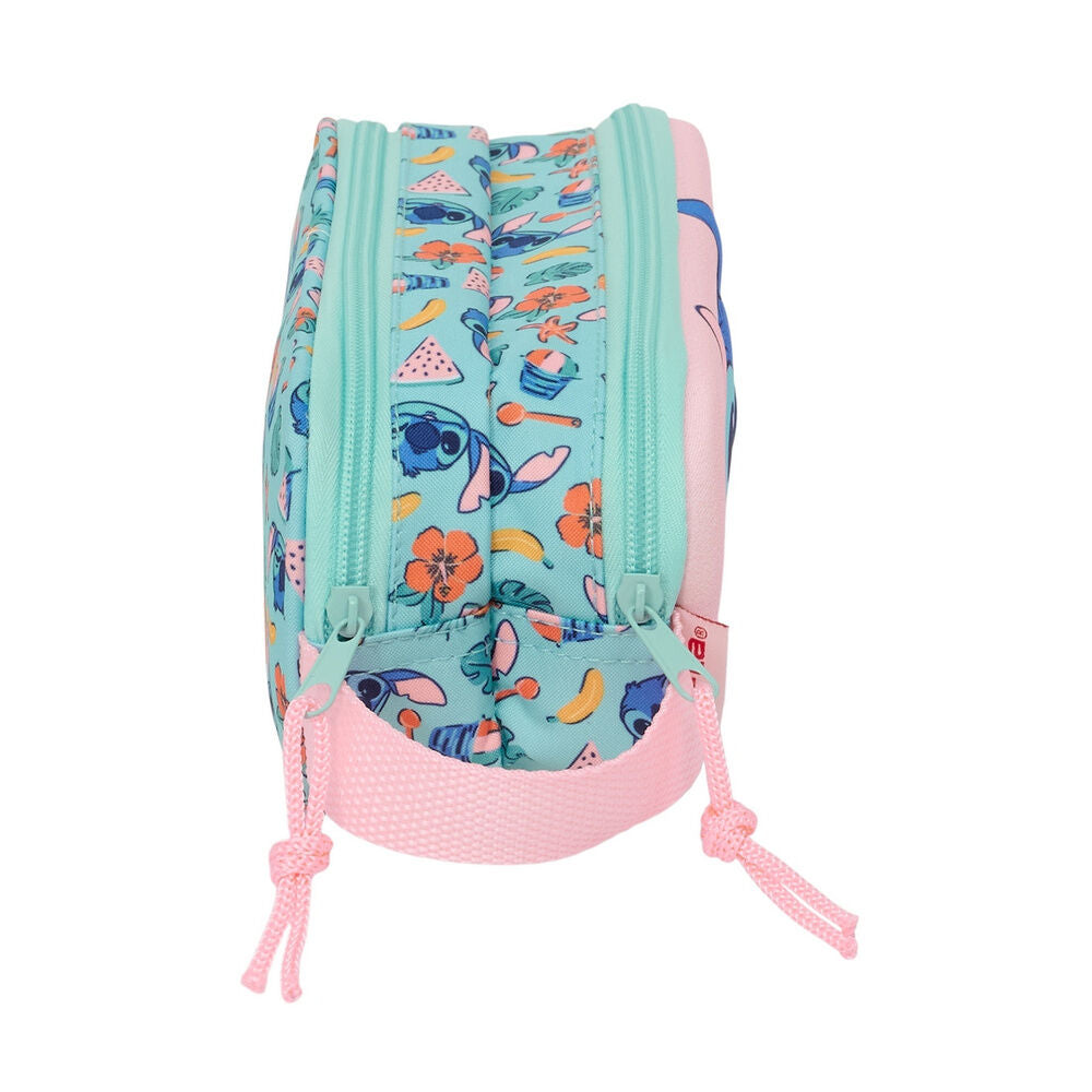 Portatodo doble 3D de Stitch Disney rosa y turquesa - 3