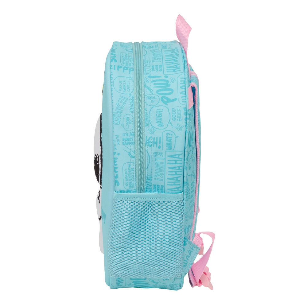 Mochila 3D azul turquesa de Snoopy con hombreras rosas - 3