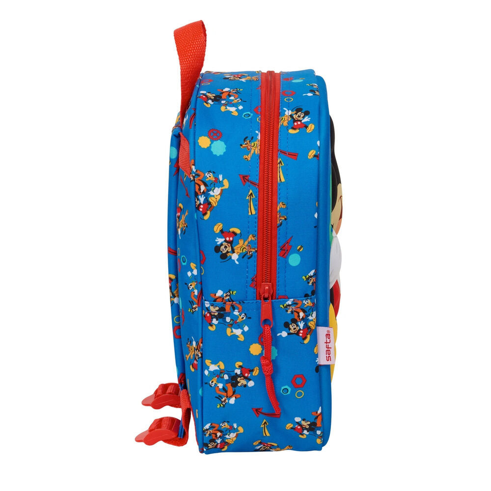 Mochila 3D azul de Mickey Mouse Disney con cremallera roja - 3