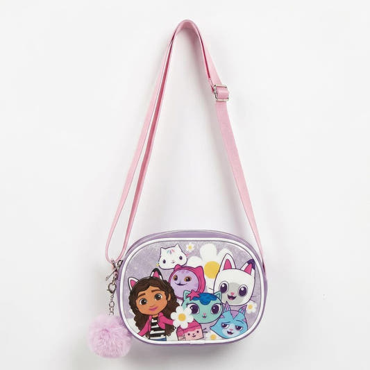 Bolso morado de La Casa de Muñecas de Gabby con personajes y pompón rosa - 2