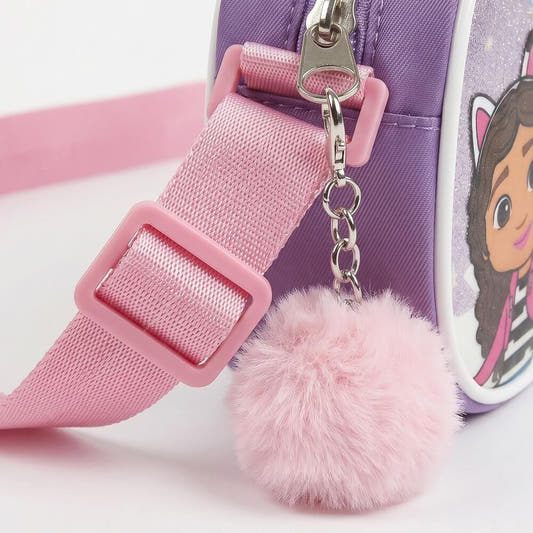 Bolso morado de La Casa de Muñecas de Gabby con personajes y pompón rosa - 3