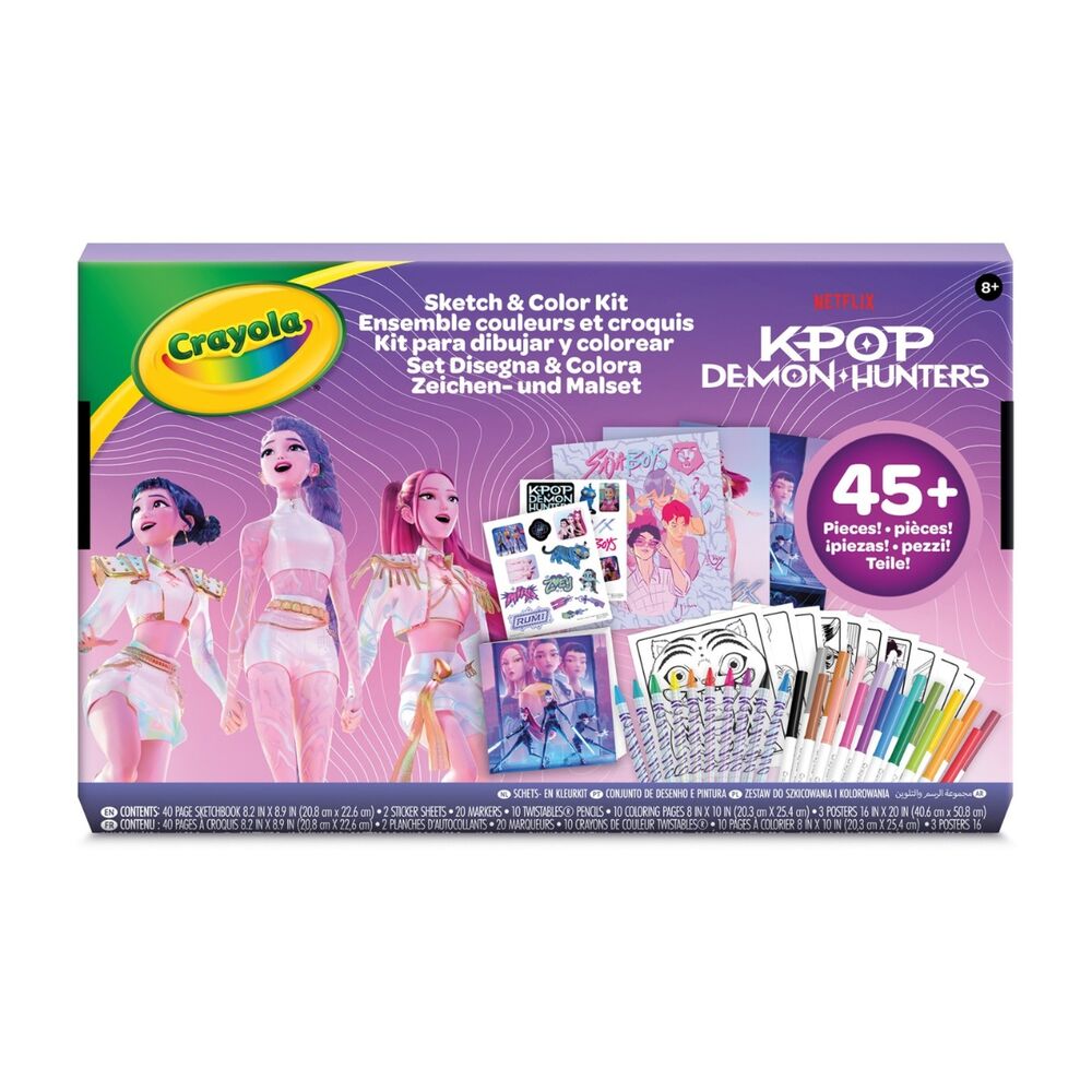 Set Crayola de actividades KPop Demon Hunters con rotuladores, ceras, pegatinas y pósteres