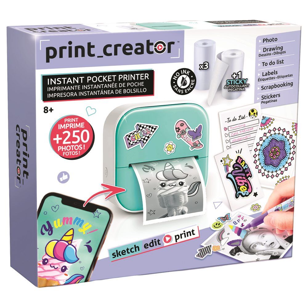 Impresora térmica de bolsillo Photo Creator turquesa con rollos y accesorios - 2