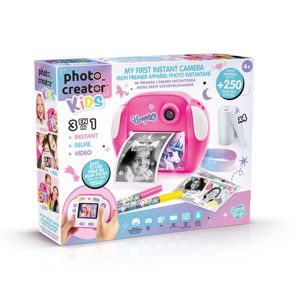 Cámara instantánea infantil rosa Photo Creator con diseño de unicornio y accesorios - 2