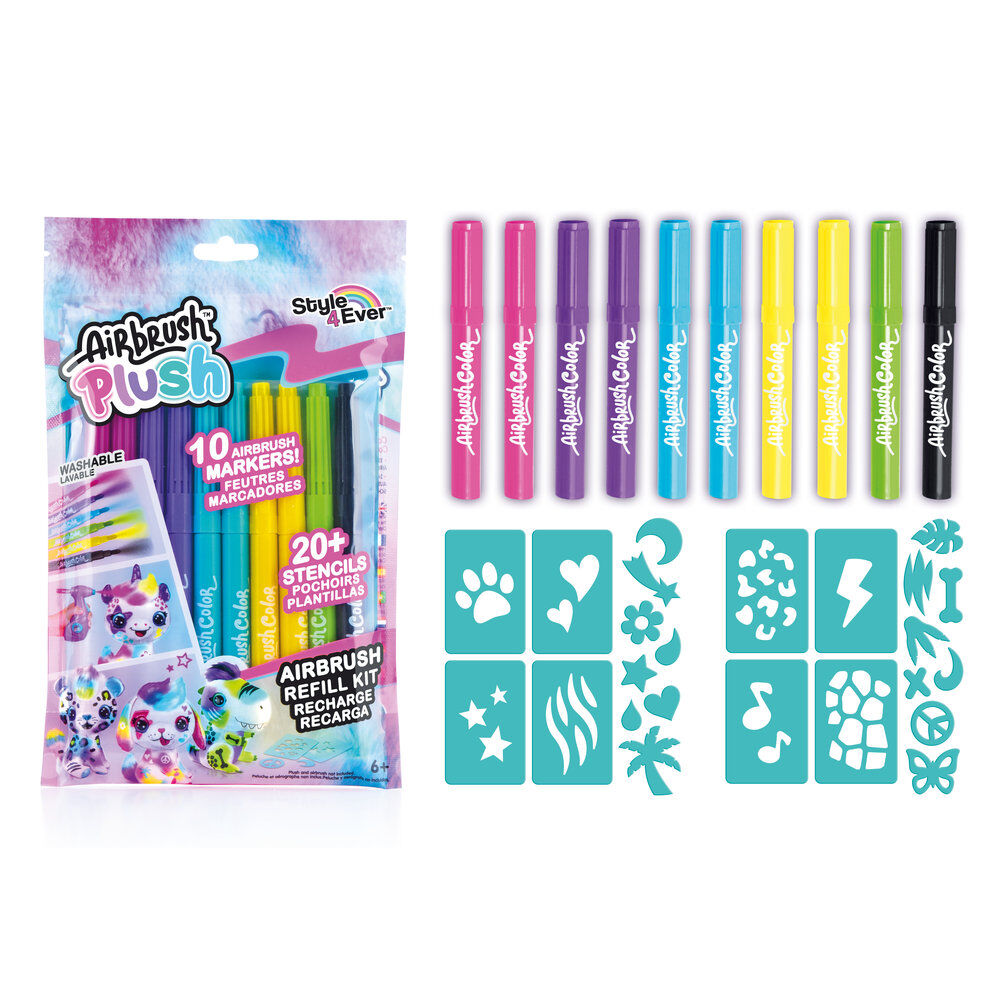 Recambio CANAL TOYS Airbrush Plush con 10 rotuladores lavables y plantillas - 2
