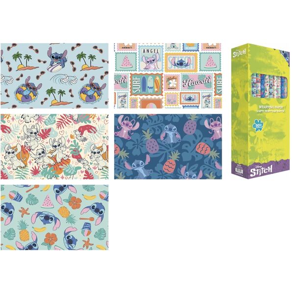 Expositor de papel de regalo Stitch Disney surtido con cinco diseños