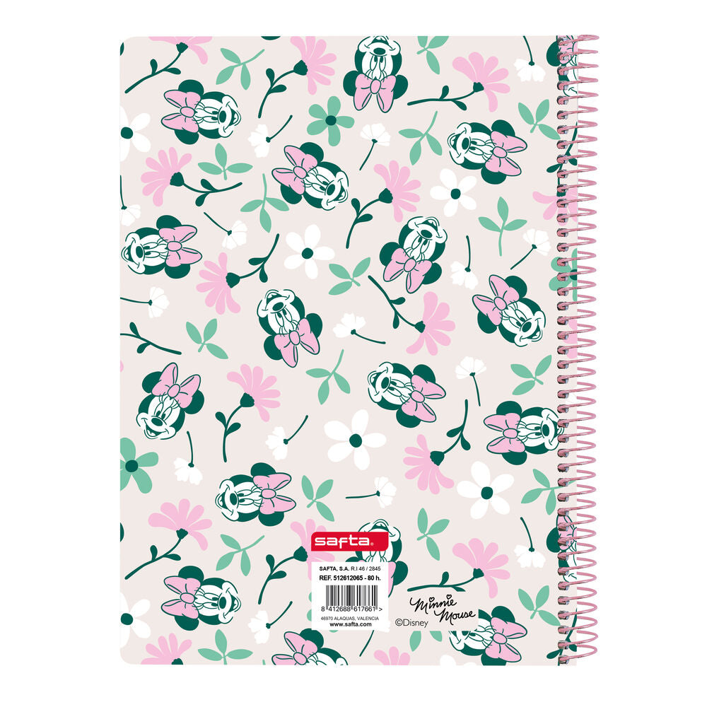 Cuaderno rosa Minty Minnie Disney con diseño floral y espiral metálica - 2