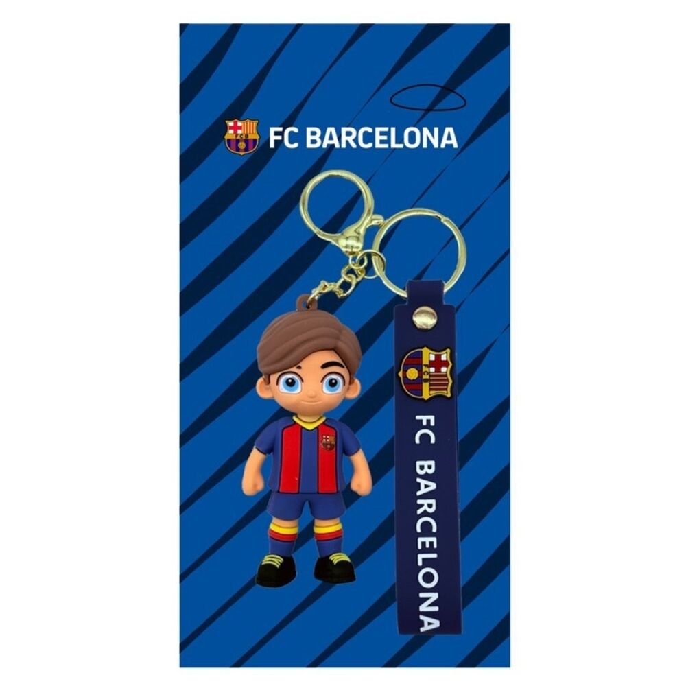 Llavero FC Barcelona de PVC con personaje azulgrana y colgante