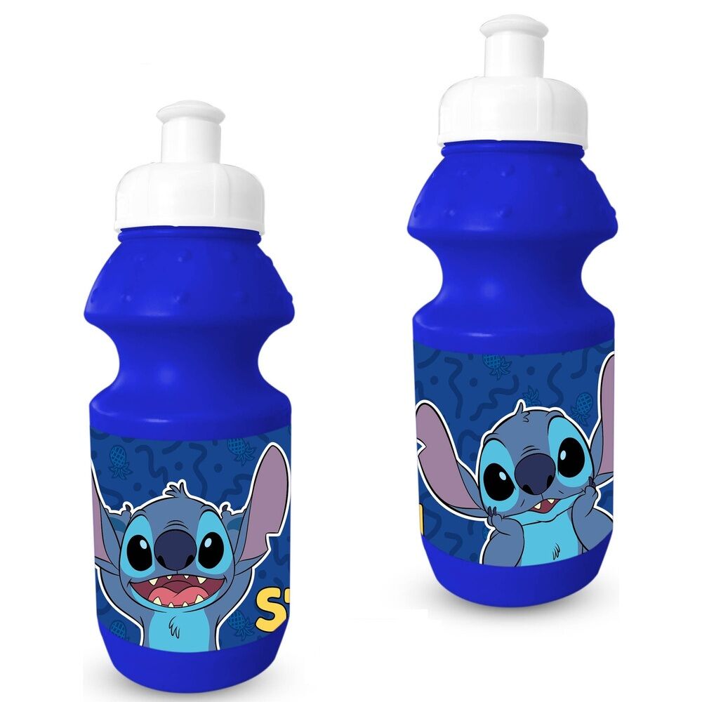 Botella azul Stitch Disney de 600 ml con tapón deportivo blanco