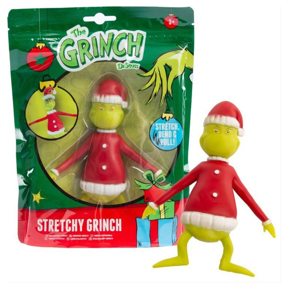 Muñeco elástico de El Grinch con traje navideño rojo