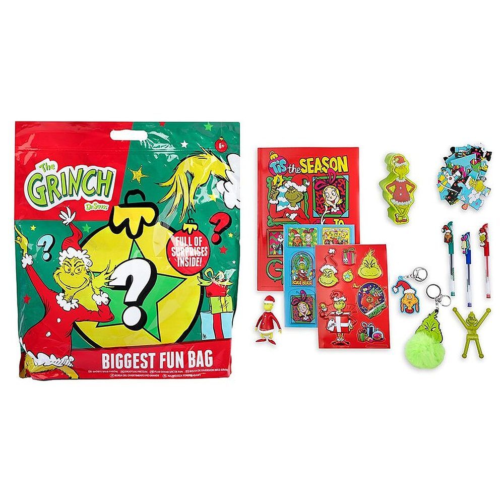 Bolsa sorpresa El Grinch con artículos temáticos variados