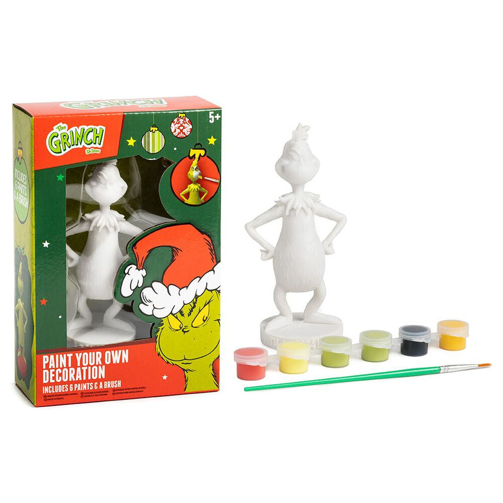 Figura blanca de El Grinch para pintar con seis pinturas y pincel