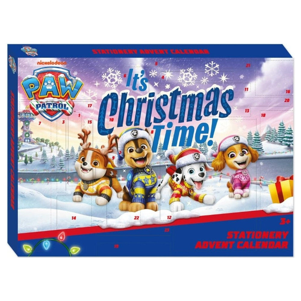 Calendario de Adviento de papelería Paw Patrol con diseño navideño