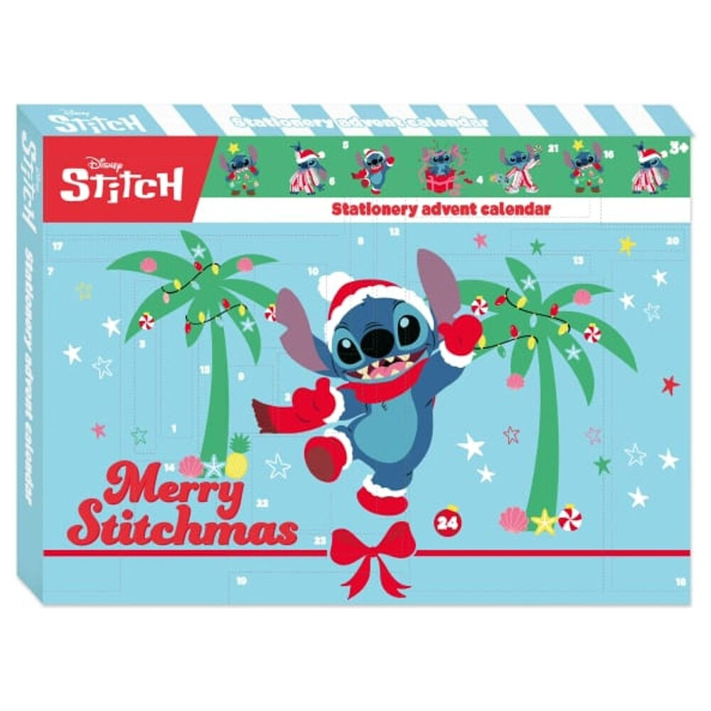 Calendario de Adviento de papelería Stitch Disney con diseño navideño