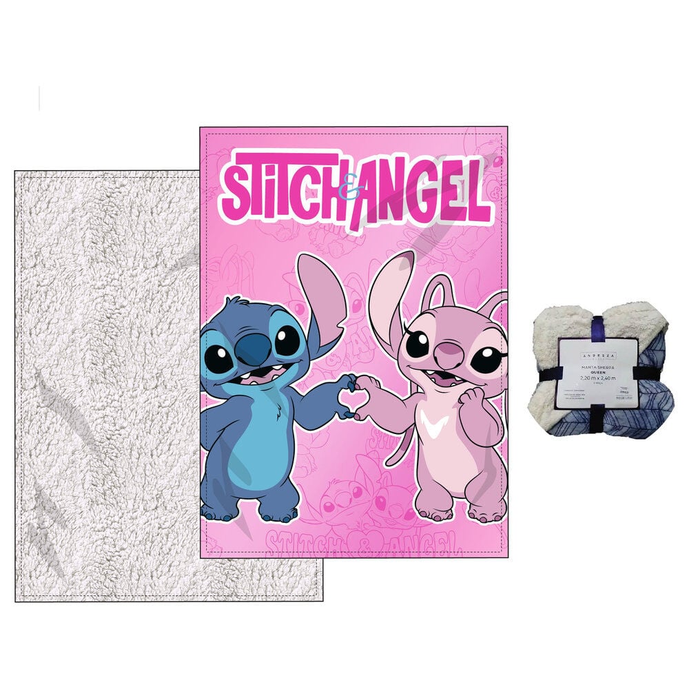 Manta Disney rosa de Stitch y Angel