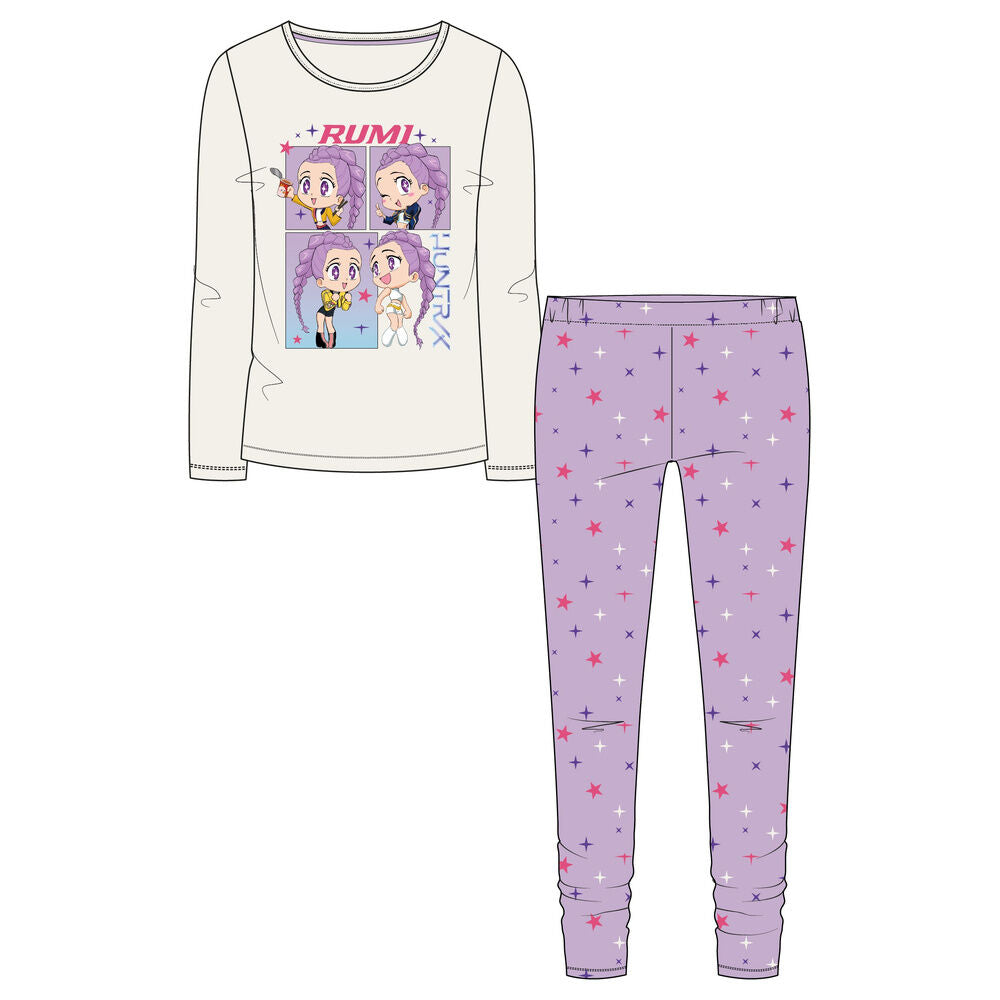 Pijama infantil de KPop Demon Hunters con camiseta de Rumi y pantalón lila de estrellas - 3