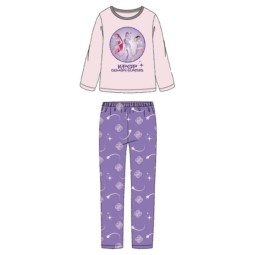 Pijama infantil KPop Demon Hunters rosa y morado de manga larga - 3