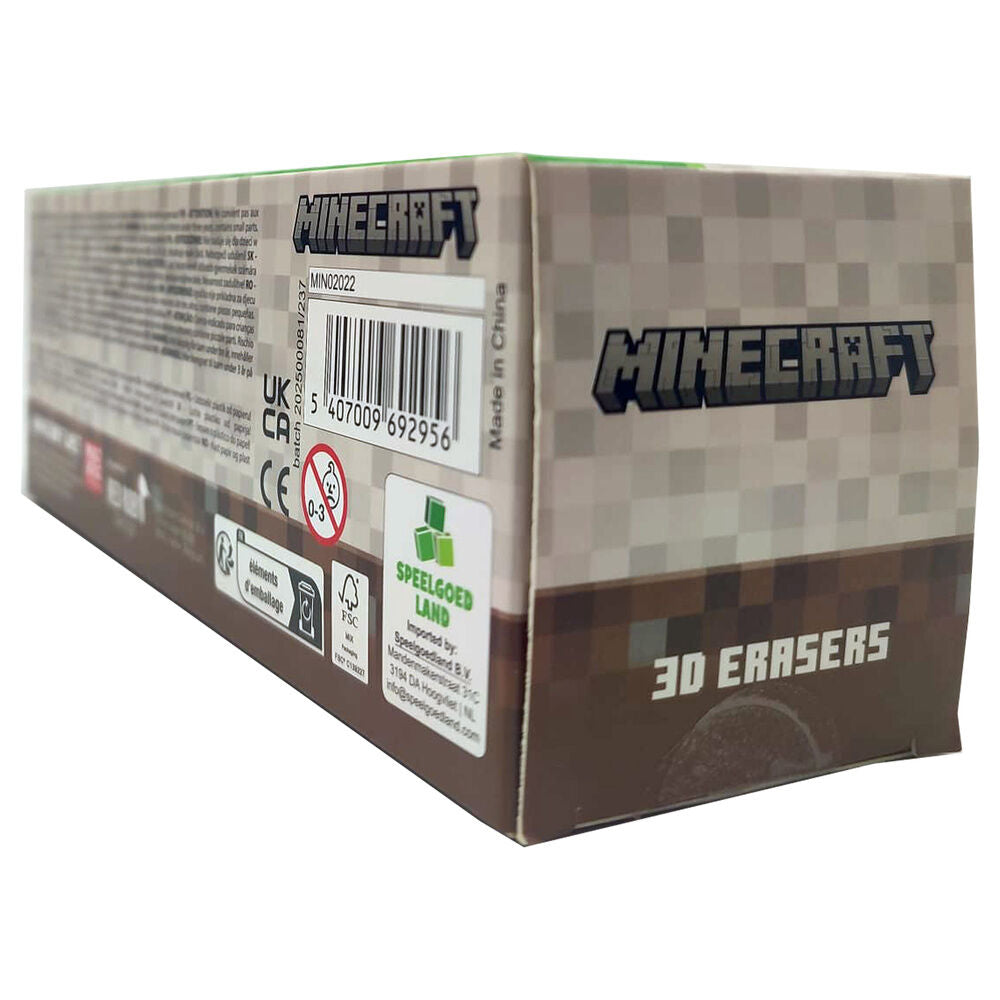 Set de tres gomas de borrar 3D de Minecraft con personaje, Creeper y esqueleto - 3