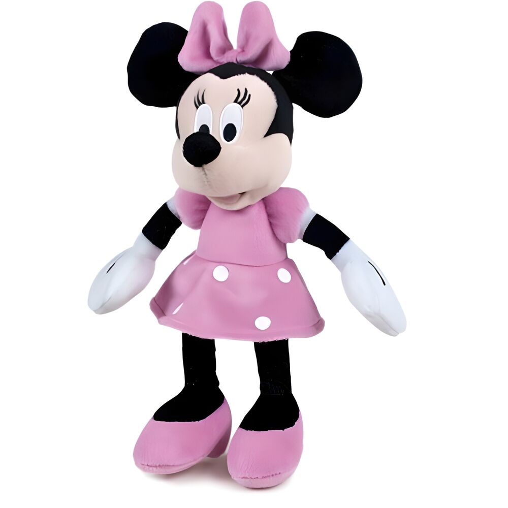 Peluche de Minnie Disney con vestido y lazo rosa