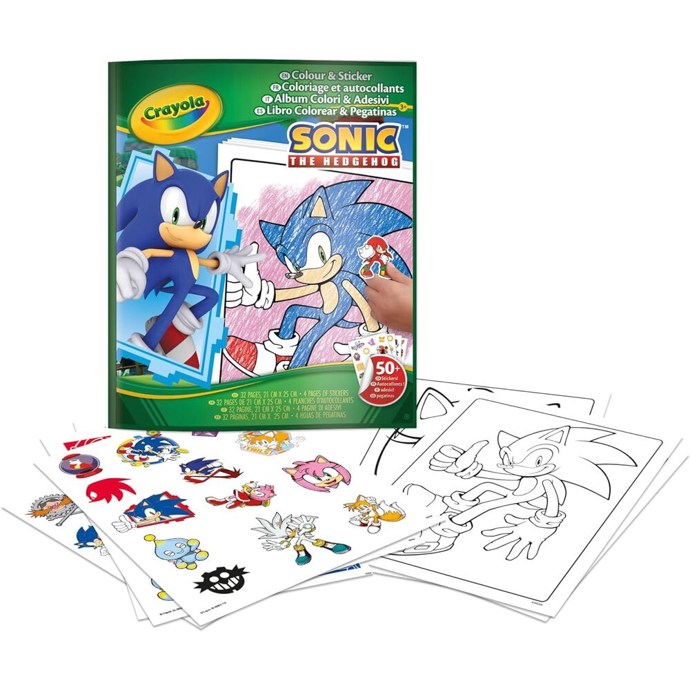 Libro Crayola para colorear y con pegatinas de Sonic the Hedgehog