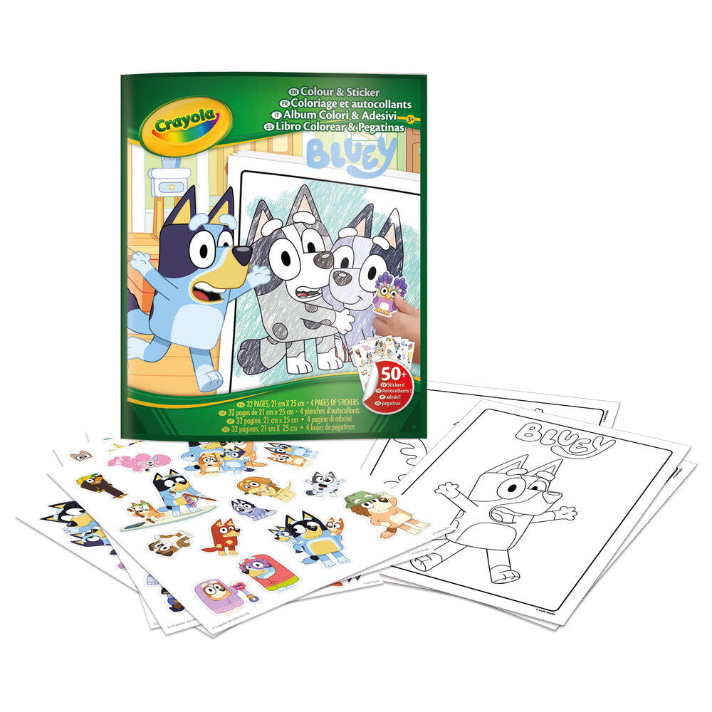 Libro CRAYOLA para colorear de Bluey con páginas de pegatinas
