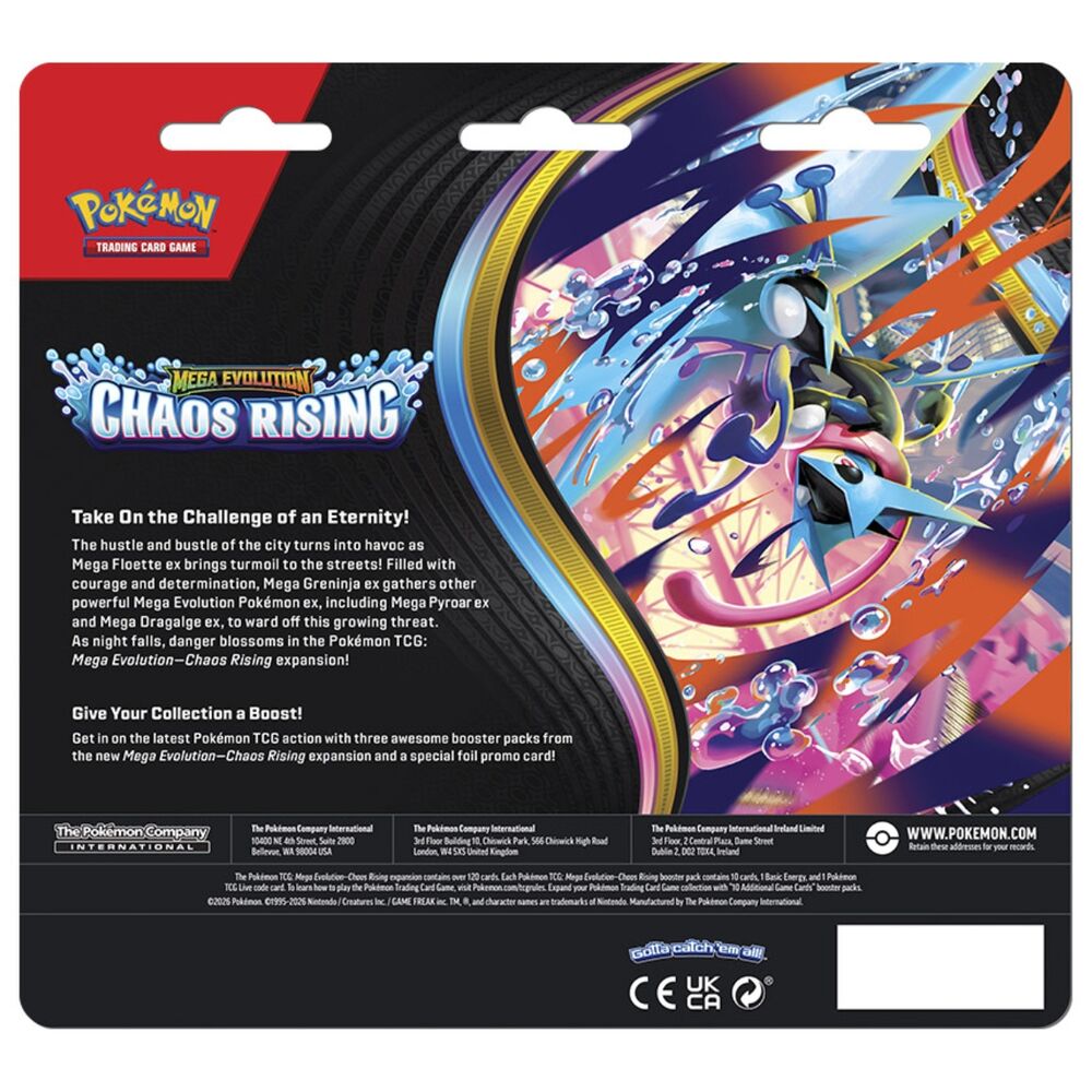 Blíster Pokémon TCG Mega Evolution Chaos Rising en inglés con tres sobres y carta promocional de Charmeleon - 2