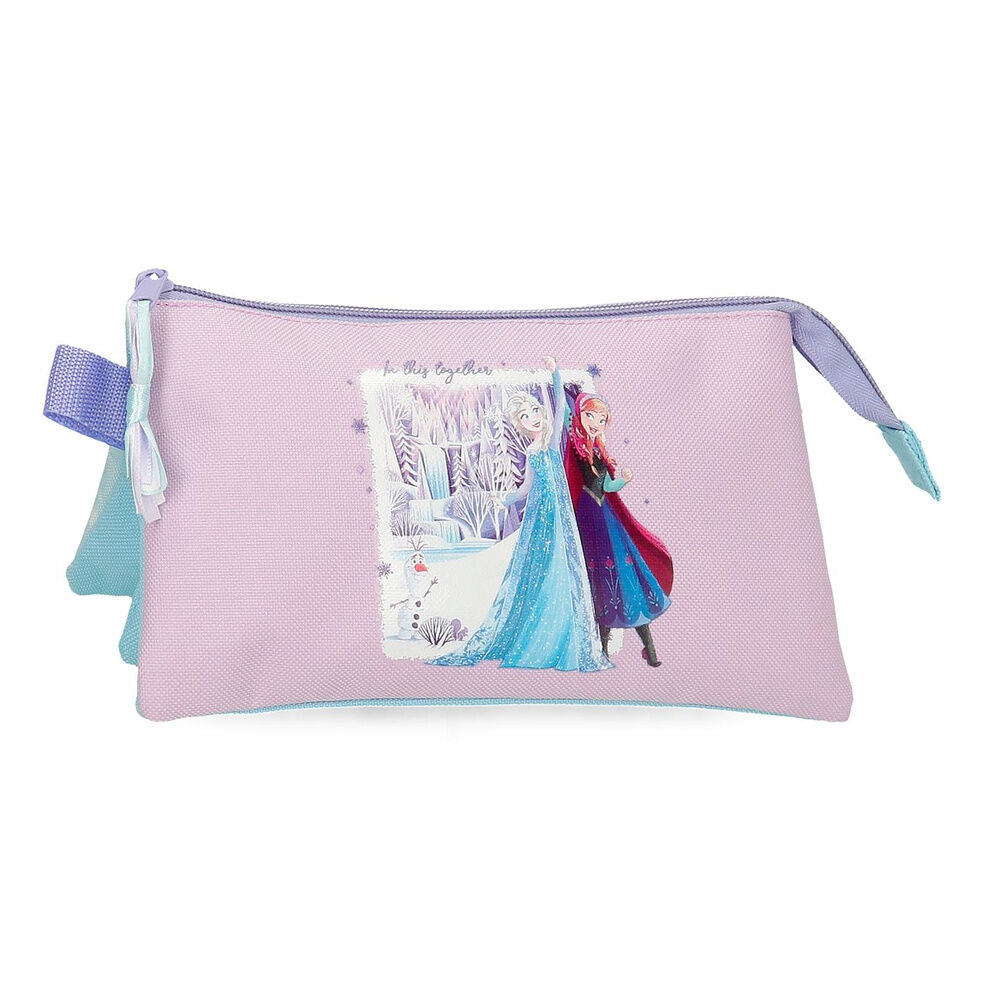 Neceser lila Frozen Disney con Elsa, Anna y Olaf