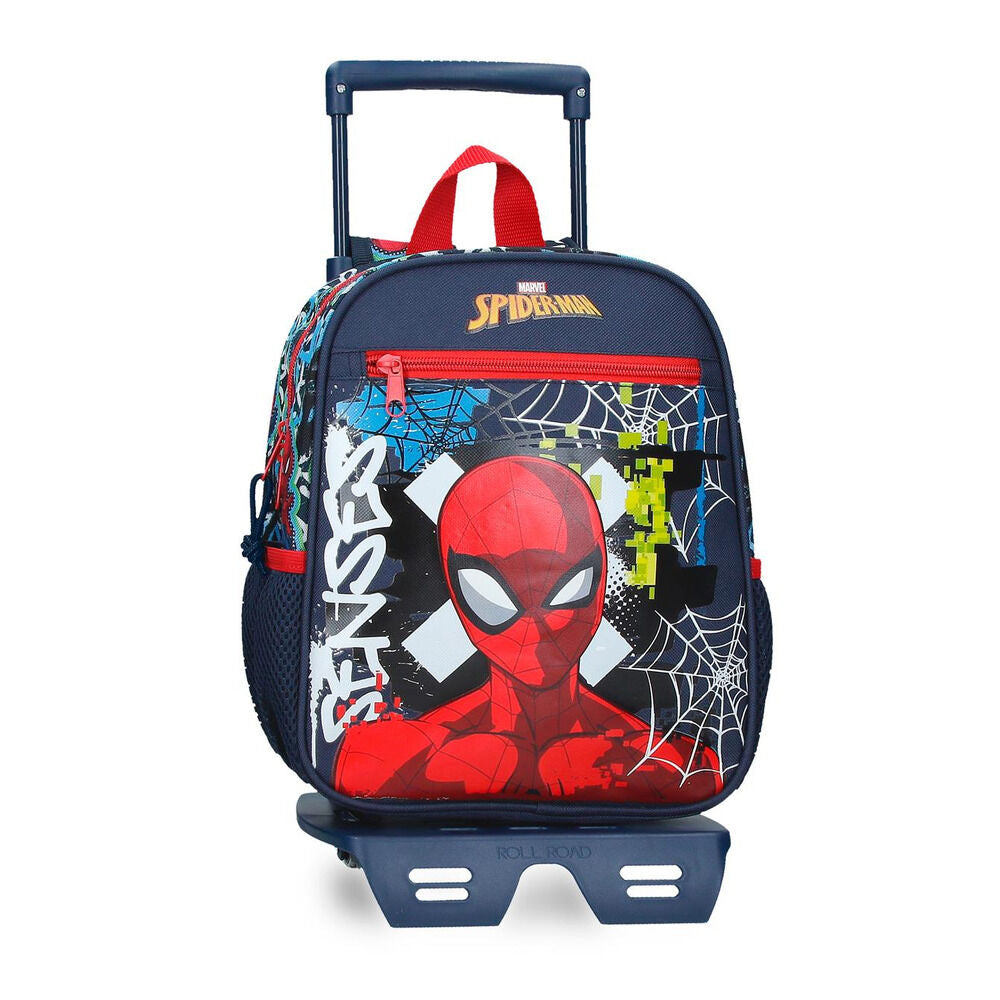 Mochila trolley Spiderman Marvel Graffiti azul y roja