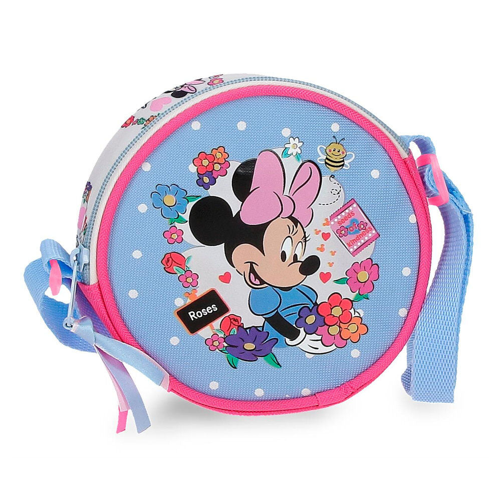 Bandolera Flowers de Minnie Disney azul y rosa con estampado floral