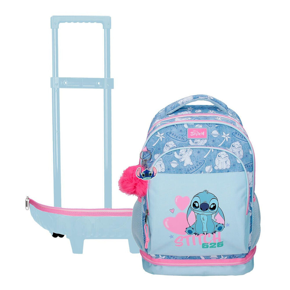 Trolley desmontable azul de Stitch Disney con ruedas y compartimento inferior - 3
