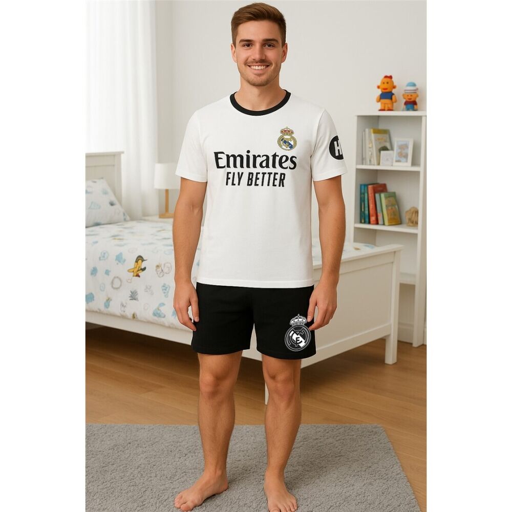 Pijama Real Madrid de camiseta blanca y pantalón negro - 2