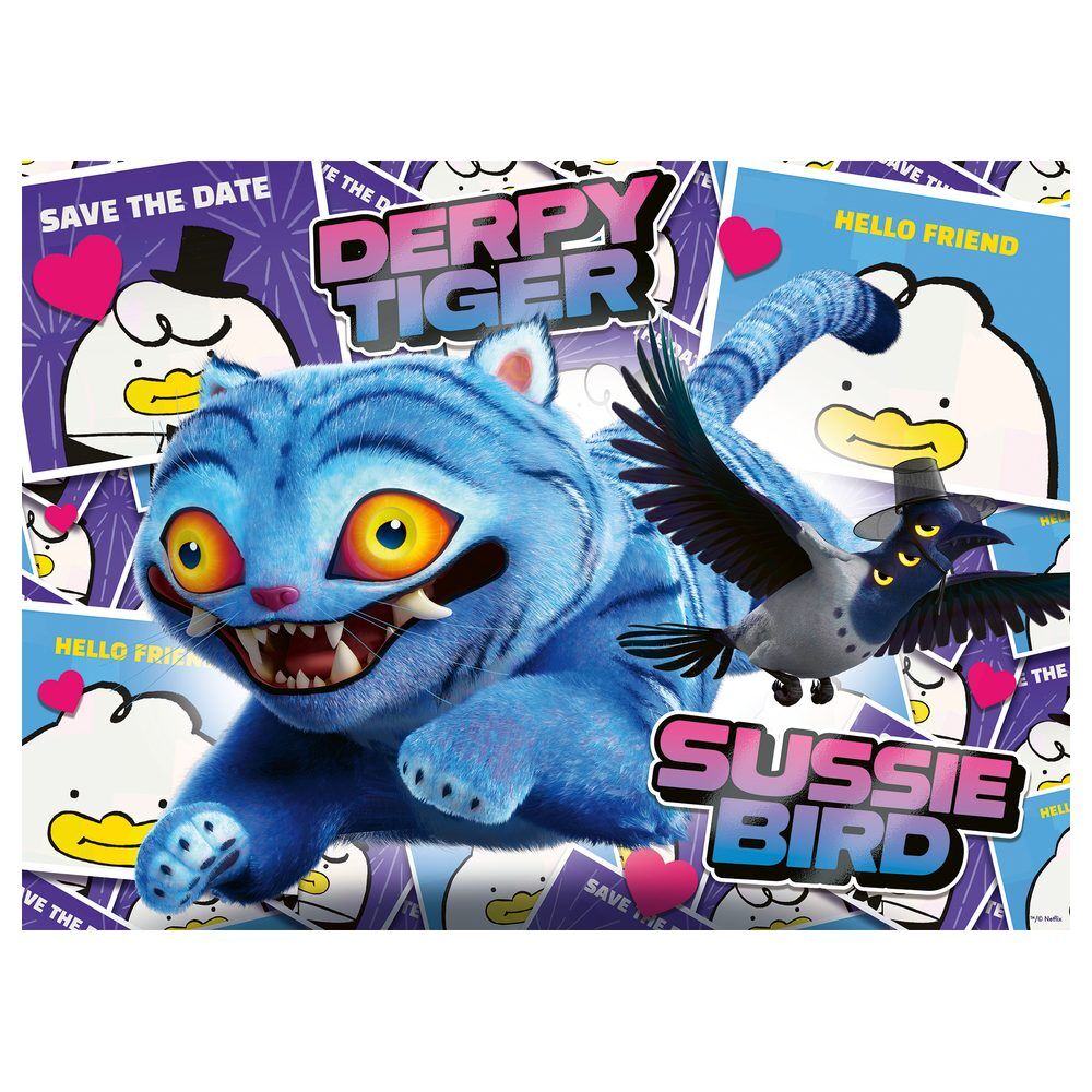 Puzzle XXL de KPop Demon Hunters con Derpy Tiger y Sussie Bird