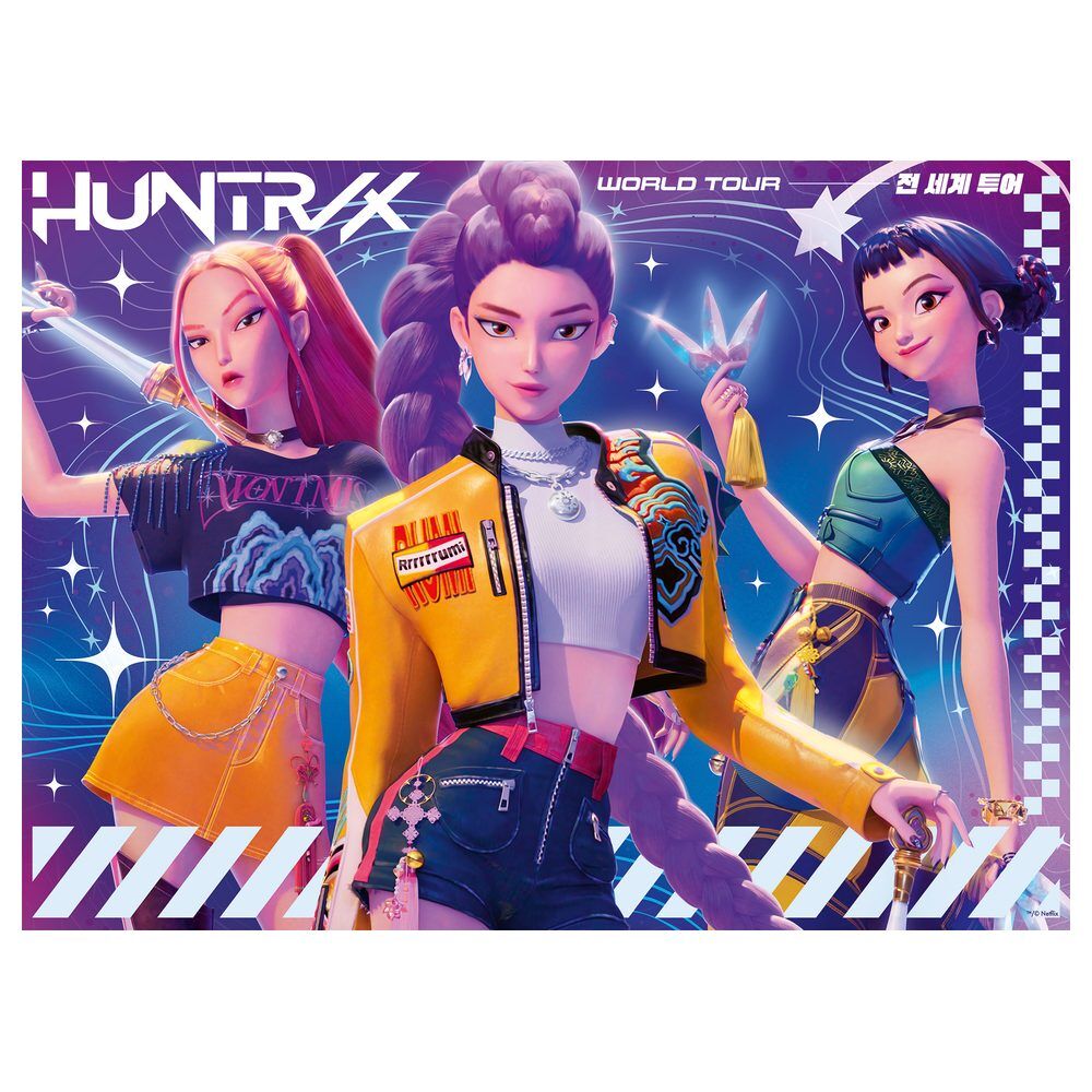 Puzzle Ravensburger KPop Demon Hunters con tres personajes en una gira mundial